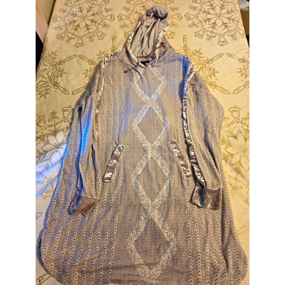 Simply Vera Vera Wang Women's M Knit Robe Satin Trim Belted Lounge Sweater